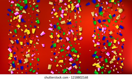Celebration Confetti Background. Many Falling Confetti for Your Design.
Holiday Decoration Elements on Universal Background. Festive Vector Illustration. Invitation Card, Poster, Flyer.