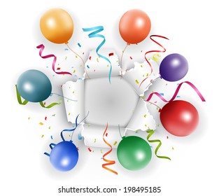 Celebration with confetti and balloon 