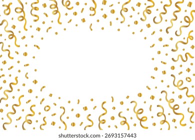 Fondo de marco de confeti de celebración. borde decorativo festivo con cintas brillantes y Formas dispersas, perfecto para invitación de fiesta, tarjeta de felicitación o Plantilla de diseño de eventos