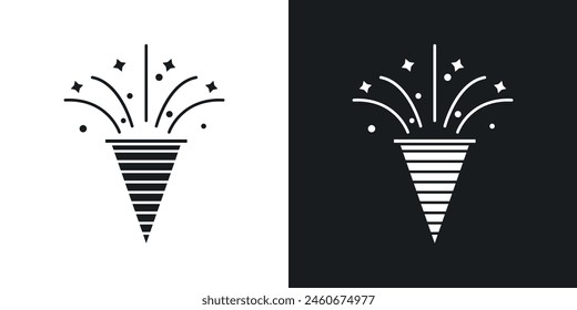 Celebration Confetti Icon Set. Party Popper Vector Symbol.