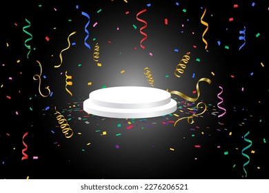 Contenti de celebración con fondo de luz de la plataforma de podio