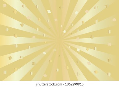 Celebration, confetti, radial background illustration (gold).