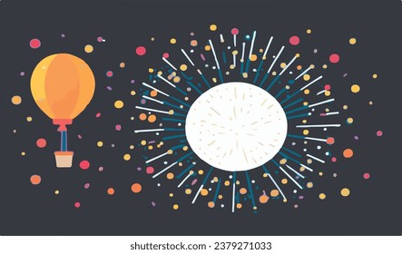 celebration confetti ribbons balloons, cracker, fireworks background. holiday celebration background.