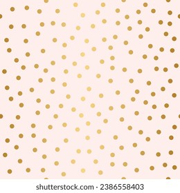 Celebration Confetti, Seamless pattern, golden dots on pink background