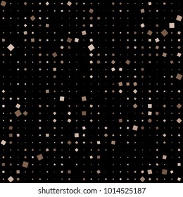 Celebration confetti vector background. Colored abstract geometrical texture. Scatter of squares on black. Dynamic vibrant vector for holiday, celebration decorations, paper packaging, textile  design
