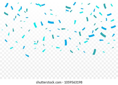 Celebration & Congratulations Background With Many Falling Blue Tiny Confetti. Vector