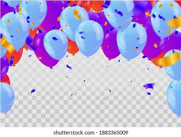 Feiern bestehend aus Ballons verschiedener Farben, die Hauptfarbe ist lila, verwendet in vielen Seiten und Partys.