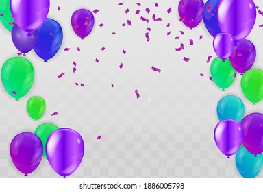 celebration consisting of balloons of various colors, the main color is purple, used in many pageants and parties.