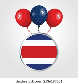 Celebration Costa Rica National Flag With Balloons