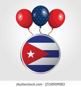 Celebration Cuba National Flag With Balloons