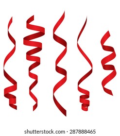 Celebration Curved Ribbons Variations Isolated on White Background
