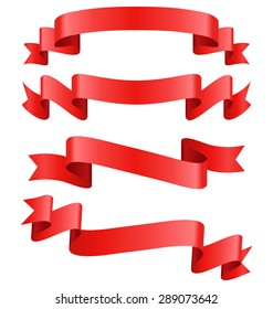 Celebration Curved Ribbons Variations Isolated on White Background