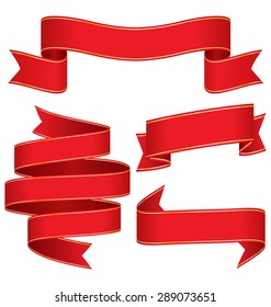Celebration Curved Ribbons Variations Isolated on White Background