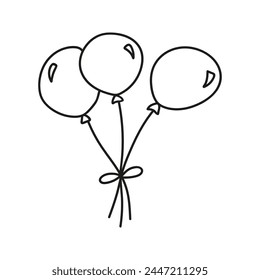 Celebration cute balloon. Hand drawn doodle vector illustration 