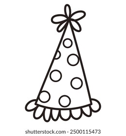 Celebration cute party cap, cone. Hand drawn doodle vector illustration of birthday party
