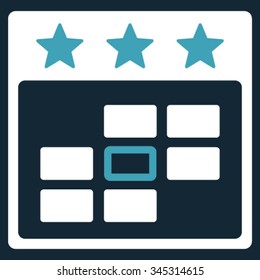 Celebration Date vector icon. Style is bicolor flat symbol, blue and white colors, rounded angles, dark blue background.