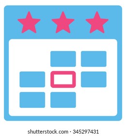 Celebration Day vector icon. Style is bicolor flat symbol, pink and blue colors, rounded angles, white background.