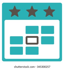 Celebration Day vector icon. Style is bicolor flat symbol, grey and cyan colors, rounded angles, white background.