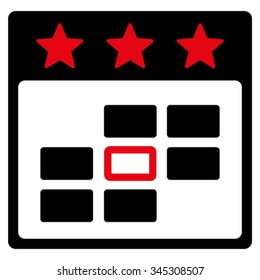 Celebration Day vector icon. Style is bicolor flat symbol, intensive red and black colors, rounded angles, white background.