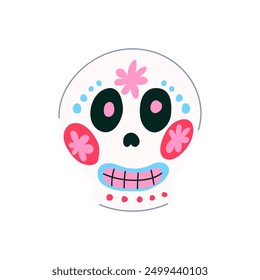 celebration dead day skull cartoon. party holi, culture floral, ornament tattoo celebration dead day skull sign. isolated symbol vector illustration