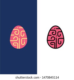 Celebration, Decoration, Easter, Egg, Holiday  Icons. Flat and Line Filled Icon Set Vector Blue Background. Vector Icon Template background