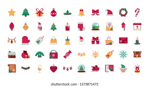 celebration decoration happy christmas icons collection vector illustration