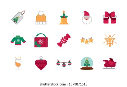 celebration decoration happy christmas icons collection vector illustration