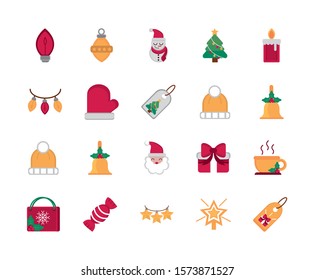 celebration decoration happy christmas icons collection vector illustration