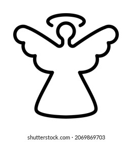 Celebration decorations flat line icon. Angel symbol. Outline sign for mobile concept and web design, store.