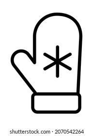 Celebration decorations flat line icon. Mitten symbol. Outline sign for mobile concept and web design, store.