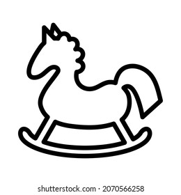 Celebration decorations flat line icon. Hobbyhorse symbol. Outline sign for mobile concept and web design, store.