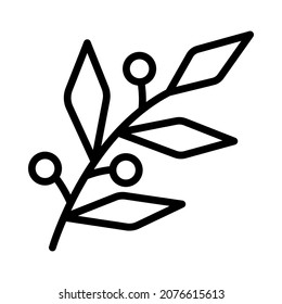 Celebration decorations flat line icon. Mistletoe symbol. Outline sign for mobile concept and web design, store.