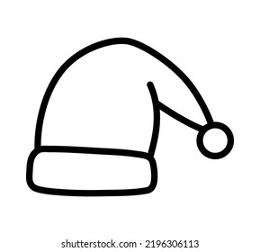 Celebration decorations flat line icon. Christmas hat symbol. Outline sign for mobile concept and web design, store.