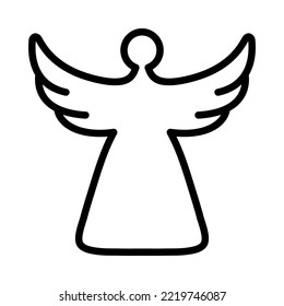 Celebration decorations flat line icon. Angel symbol. Outline sign for mobile concept and web design, store