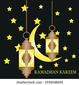 Celebration decorations welcome the month of Ramadan with lights and moon stars