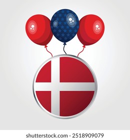 Celebration Denmark National Flag With Balloons