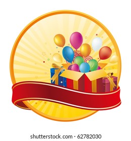celebration design element,gift box and balloon