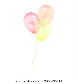 Celebration design with transparent  balloons, color red, 
yellow and orange. Realistic decorative design elements.