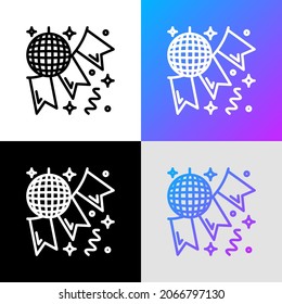 Celebration, disco ball and garland, party decoration thin line icon. Event service. Modern vector illustration.