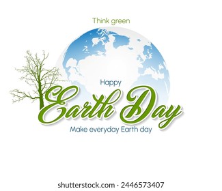 Celebration of Earth day.
Celebration, design, background with 3d and handwriting texts and Earth globe for Earth day, event celebration; Vector illustration