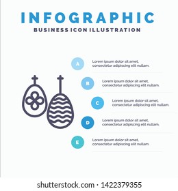 Celebration, Easter, Egg, Food Line icon with 5 steps presentation infographics Background