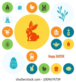 Celebration Easter Icons. Vector. Clean Work Minimum Points