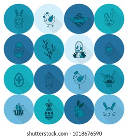 Celebration Easter Icons. Vector. Clean Work Minimum Points