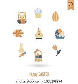 Celebration Easter Icons. Vector. Clean Work Minimum Points