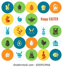Celebration Easter Icons. Vector. Clean Work Minimum Points