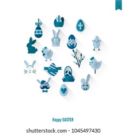 Celebration Easter Icons. Vector. Clean Work Minimum Points