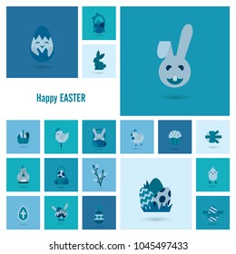 Celebration Easter Icons. Vector. Clean Work Minimum Points