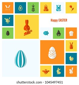 Celebration Easter Icons. Vector. Clean Work Minimum Points