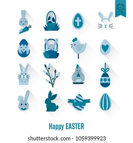 Celebration Easter Icons. Vector. Clean Work Minimum Points