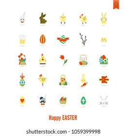 Celebration Easter Icons. Vector. Clean Work Minimum Points